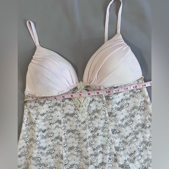 APT.9 Intimates Women's Pink Lace Floral‎ Sheer Babydoll Chemise Small - Picture 4 of 9